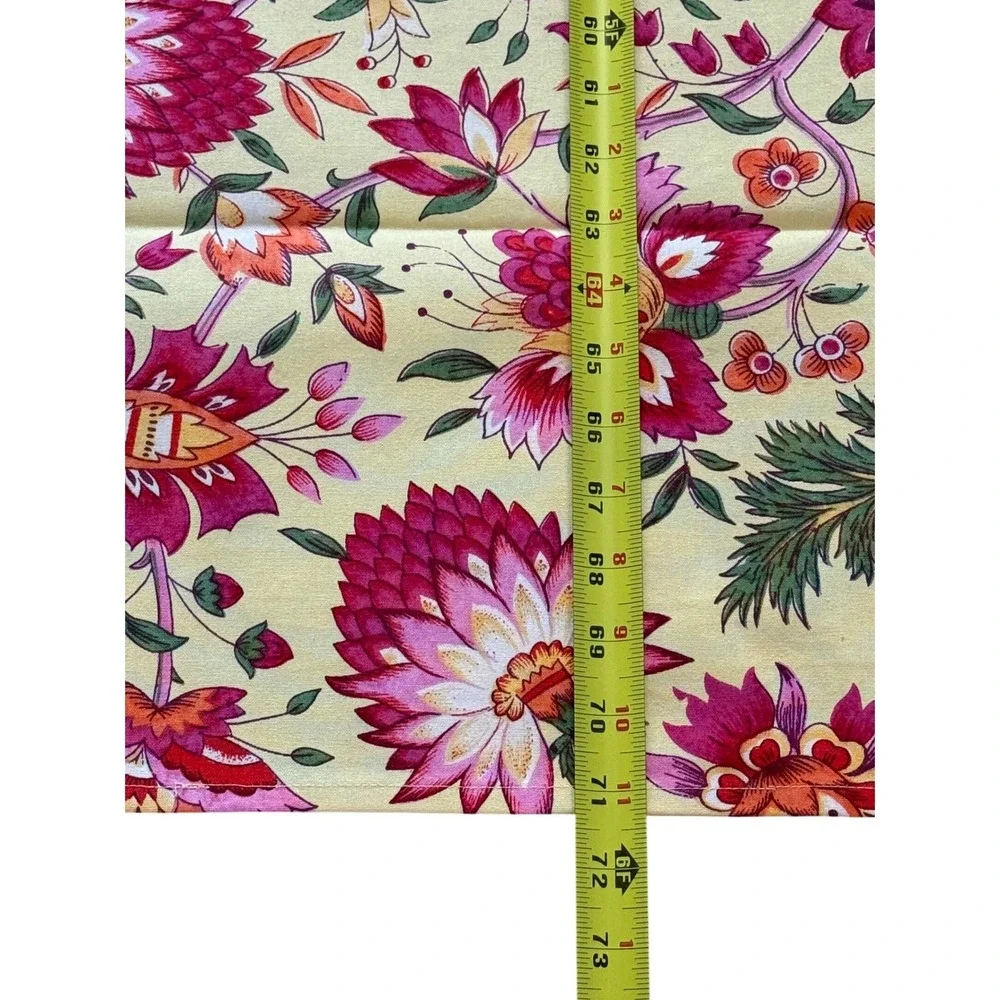 April Cornell Floral Cotton Table Runner Yellow Pink Orange Green 72x13 Boho
